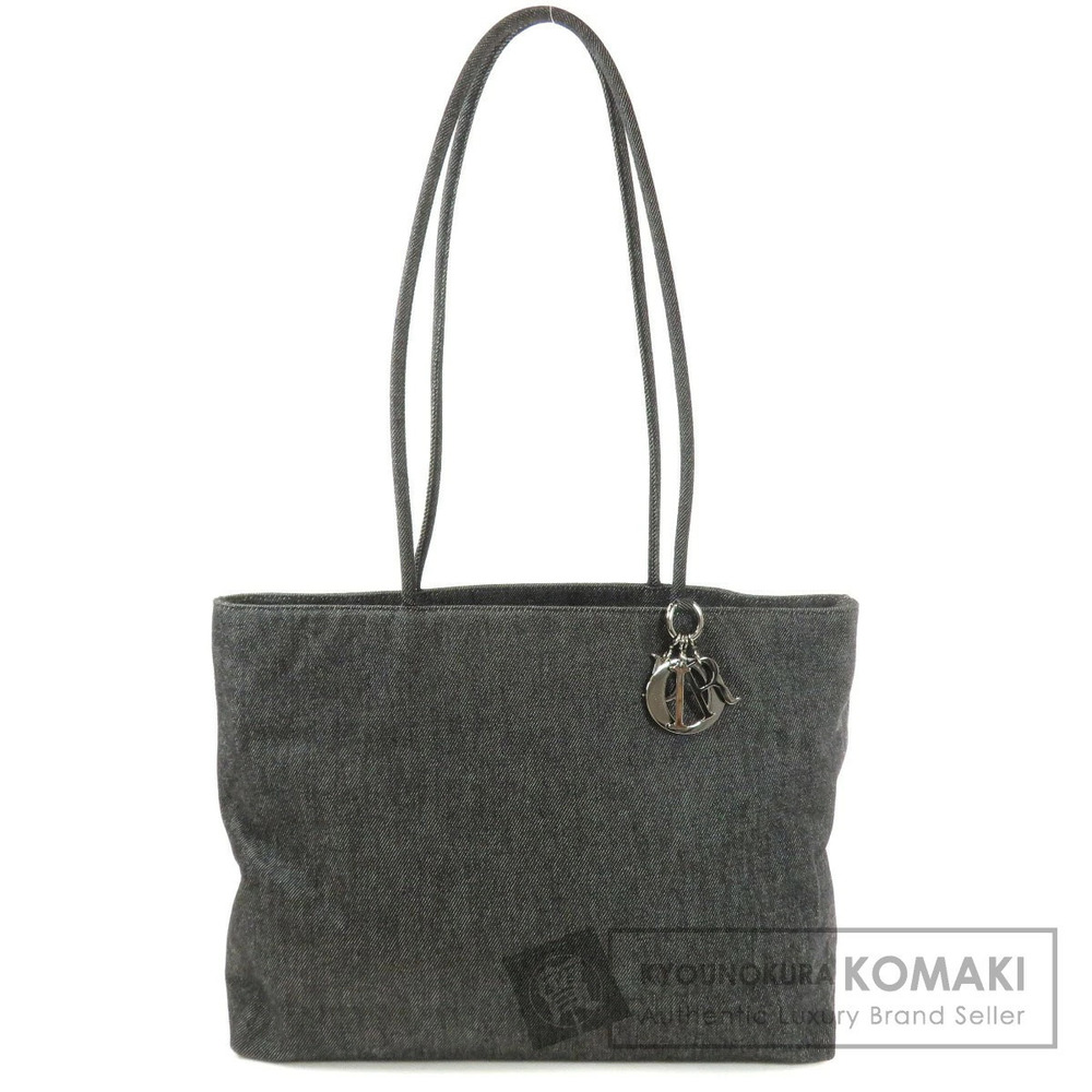 Christian Dior logo charm tote bag denim